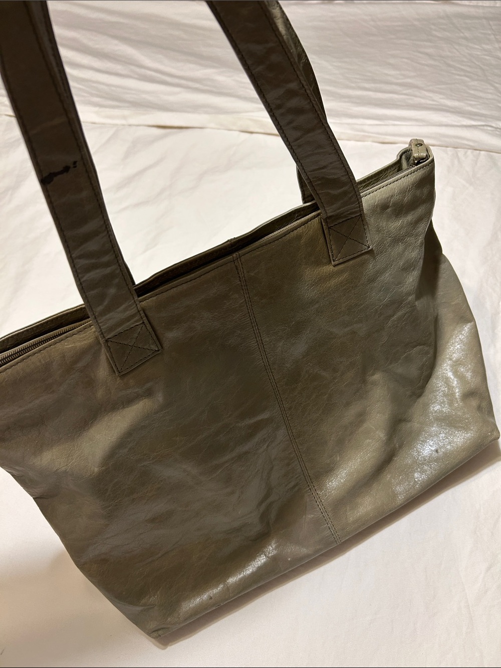 latico Olive-Tone Leather Tote Bag with Top Zip